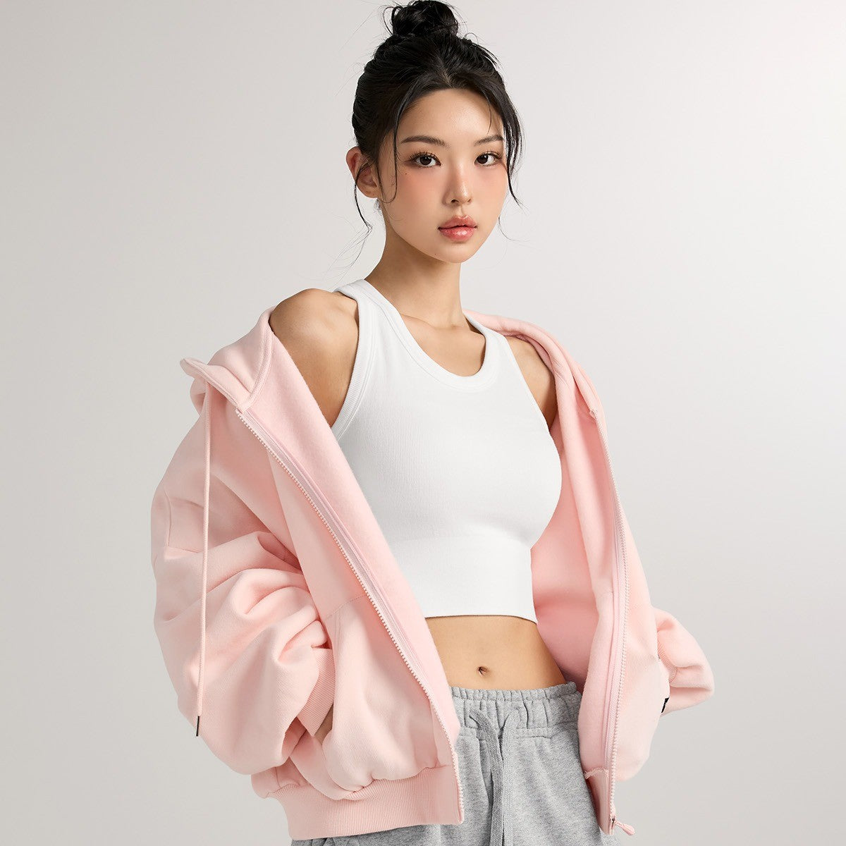 寬鬆短版泡泡袖連帽外套  ｜共7色｜XA5127N