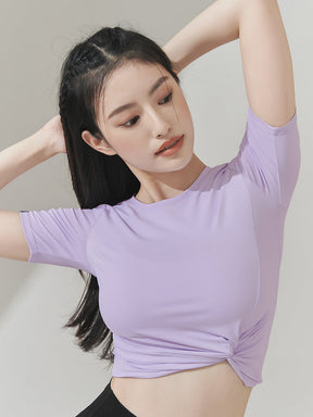 涼感羽毛美腰扭結短版上衣｜共16色｜XT4316F