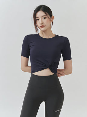 涼感羽毛美腰扭結短版上衣｜共16色｜XT4316F