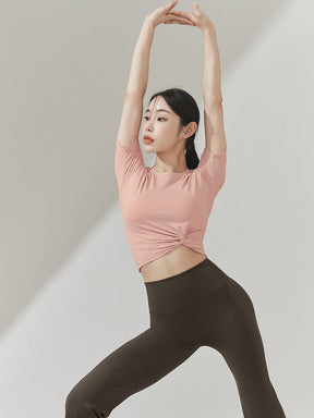 涼感羽毛美腰扭結短版上衣｜共16色｜XT4316F