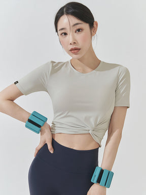 涼感羽毛美腰扭結短版上衣｜共16色｜XT4316F