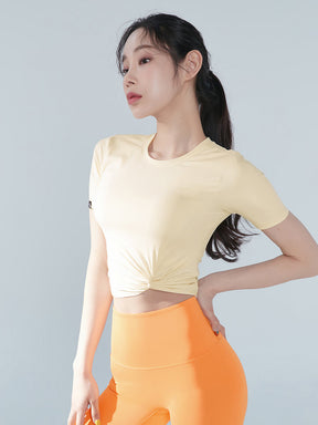 涼感羽毛美腰扭結短版上衣｜共16色｜XT4316F