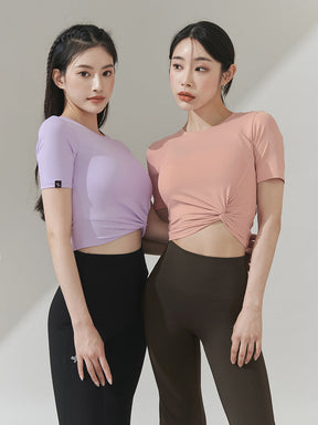 涼感羽毛美腰扭結短版上衣｜共16色｜XT4316F