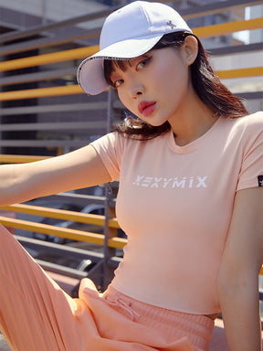 圓領簡潔文字露臍短袖上衣｜共17色｜XA5203T