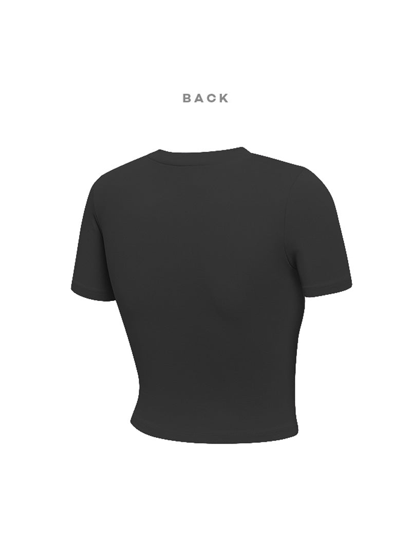 圓領簡潔文字露臍短袖上衣｜共17色｜XA5203T