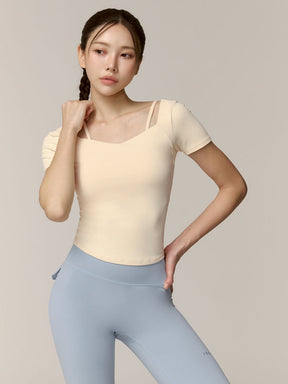Cotton-Like 優美心型領口短袖上衣｜共4色｜XFK1BL1503