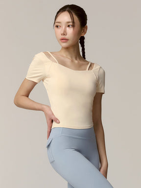 Cotton-Like 優美心型領口短袖上衣｜共4色｜XFK1BL1503