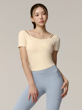 Cotton-Like 優美心型領口短袖上衣｜共4色｜XFK1BL1503