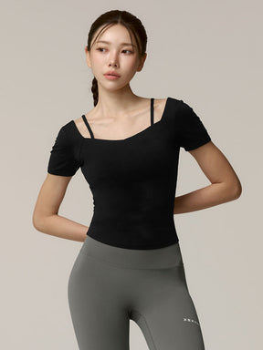 Cotton-Like 優美心型領口短袖上衣｜共4色｜XFK1BL1503