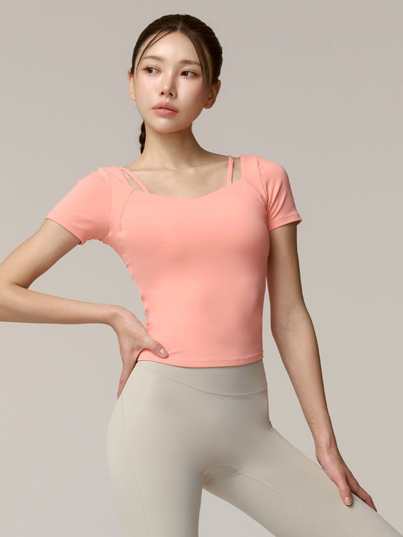 Cotton-Like 優美心型領口短袖上衣｜共4色｜XFK1BL1503
