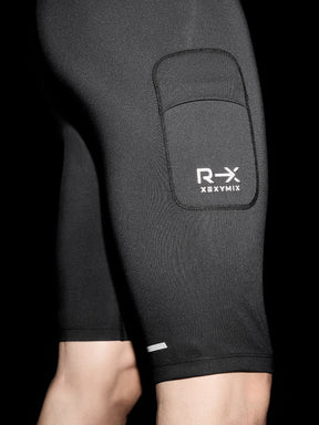 RX  Men's 壓縮口袋5分緊身褲 ｜黑色｜XMK3PS1001