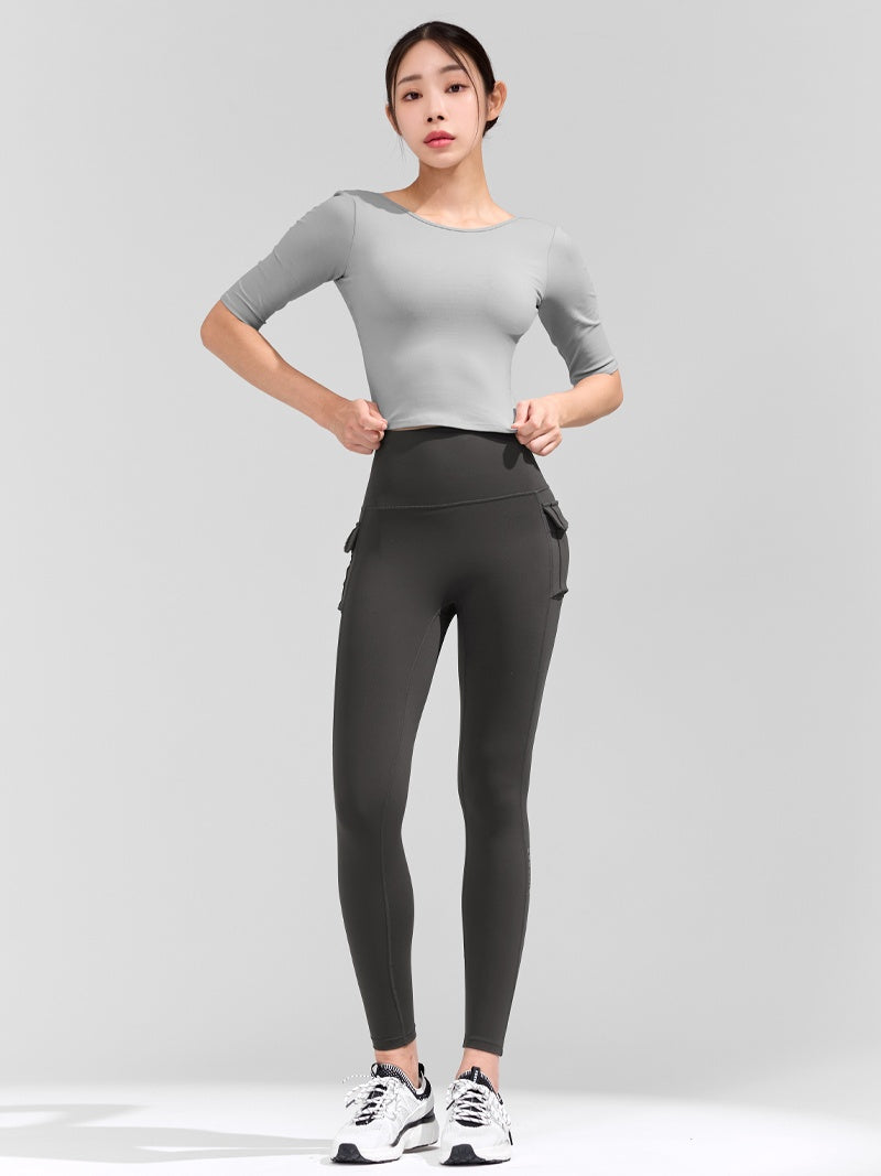 寬領U型美背5分袖上衣【附胸墊】｜共5色｜XWFBR03H2
