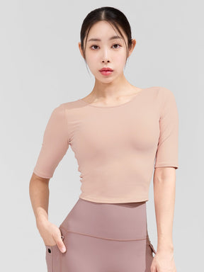 寬領U型美背5分袖上衣【附胸墊】｜共5色｜XWFBR03H2