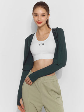 Slim Fit彈力連帽指套式短版拉鍊外套｜共4色｜XWFHJ02H3