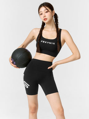 黑標360N 柔彈美感X大標誌3.5分緊身褲｜黑色 Black｜XWFSG16J3